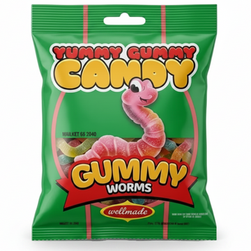 Wellmade Yummy Gummy Candy Gummy Worms (125g) - Papaya Express