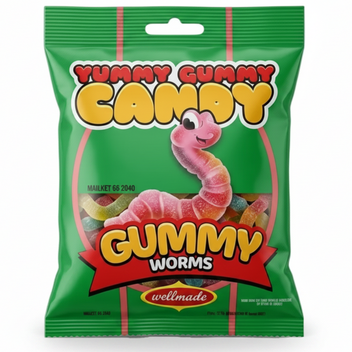 Wellmade Yummy Gummy Candy Gummy Worms (125g) - Papaya Express