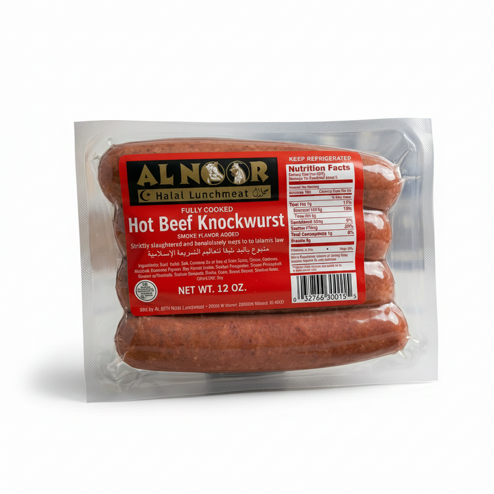 Al Noor Hot Beef Knockwurst (12 oz)