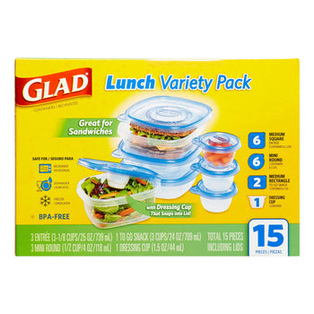 lad Food Storage Containers, Variety Pack, 15 Ct - Papaya Express