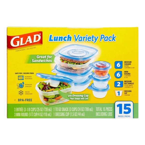 lad Food Storage Containers, Variety Pack, 15 Ct - Papaya Express
