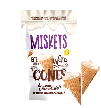 Miskets Bite Size White Chocolate Waffle Cones (100g) - Papaya Express