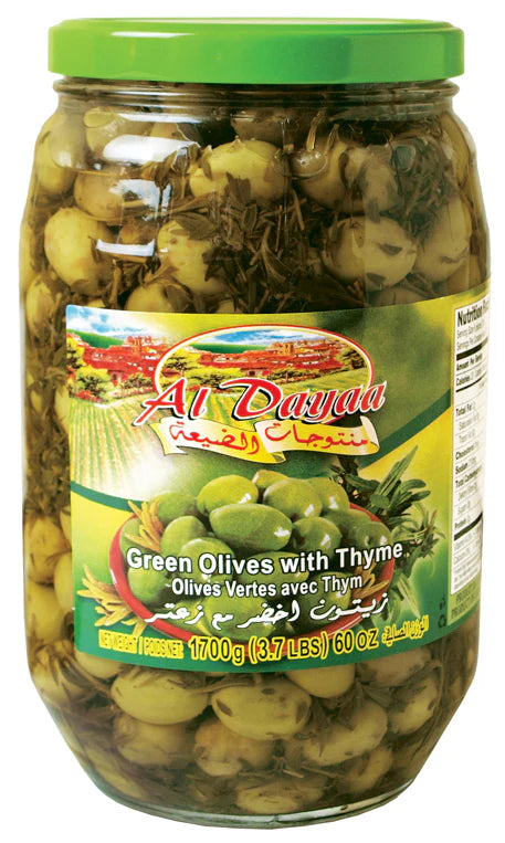 Al Dayaa Green Olives With Thyme Large (1700g) - Papaya Express