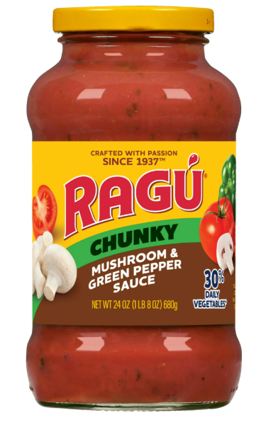 Ragu Chunky Mushroom & Green Pepper Sauce (24 OZ)