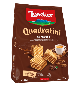 Loacker Quadratini Espresso Wafers Bag (220g) - Papaya Express