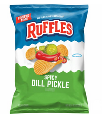 Ruffles Spicy Dill Pickle Flavored Potato Chips (8 oz) - Papaya Express