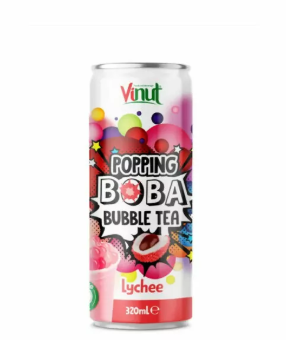 Vinut Popping Boba Bubble Tea Lychee (320ml) - Papaya Express