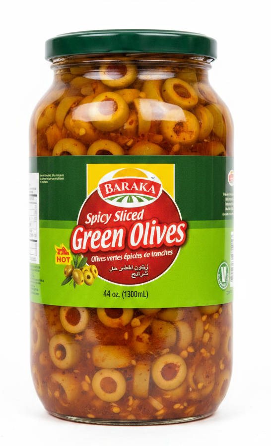 BARAKA SPICY SLICED GREEN OLIVES (1400G)