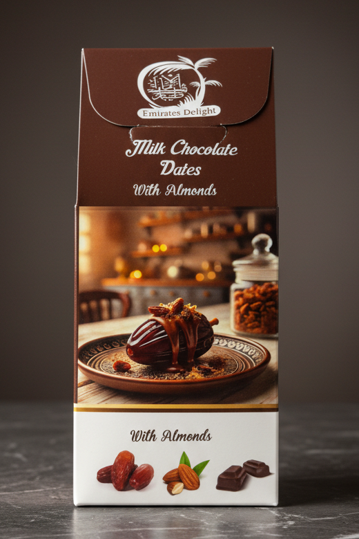 EMIRATES DELIGHT MILK CHOCOLATE DATES WITH ALMONDS (250G)