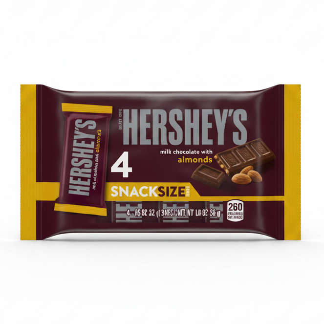 HERSHEY'S Milk Chocolate Snack Size Bars Candy (4 pack)