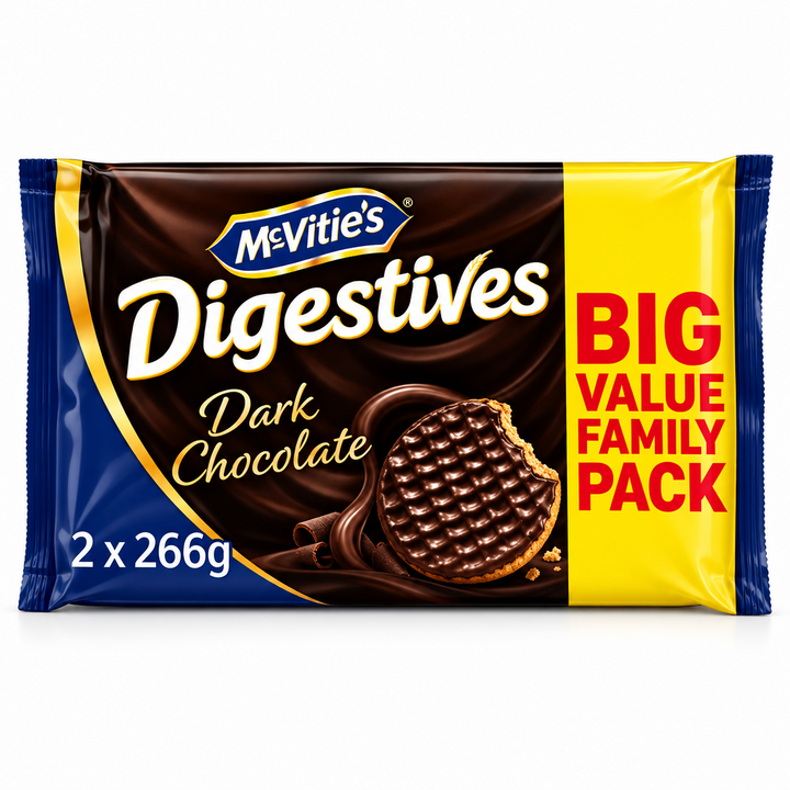 MCVITIES DIGESTIVES DARK CHOCOLATE BISCUITS DOUBLE TWIN PACK (266Gx2) - Papaya Express