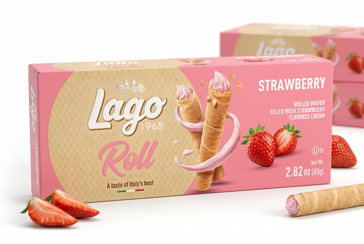 LAGO STRAWBERRY ROLLED WAFER (2.82OZ) - Papaya Express