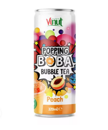 Vinut Popping Boba Bubble Tea Peach (320ml) - Papaya Express