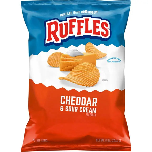 Ruffles Cheddar & Sour Cream Flavored Potato Chips (8oz) - Papaya Express