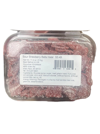Sour Strawberry Belts Halal (11.2 oz) - Papaya Express