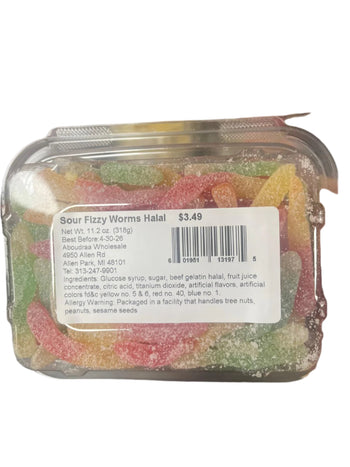 Sour Fizzy Worms Halal (11.2 oz) - Papaya Express