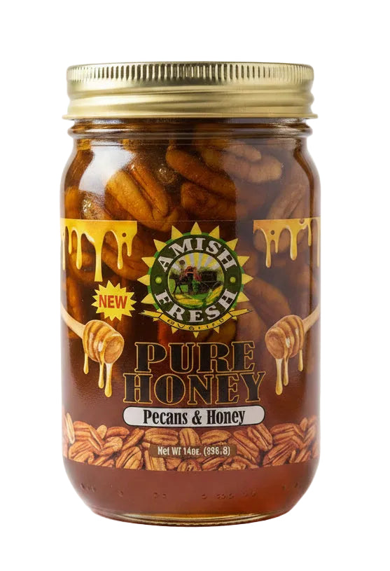 Amish Fresh Pure Honey W Pecans & Honey (14oz) - Papaya Express