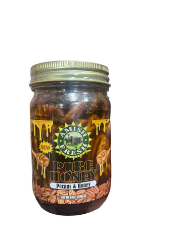 Amish Fresh Pure Honey W Pecans & Honey (14oz) - Papaya Express