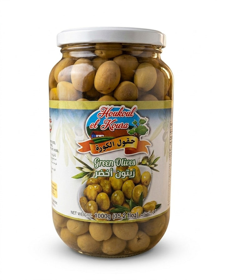 Houkoul El Koura Green Olives (1000G) - Papaya Express