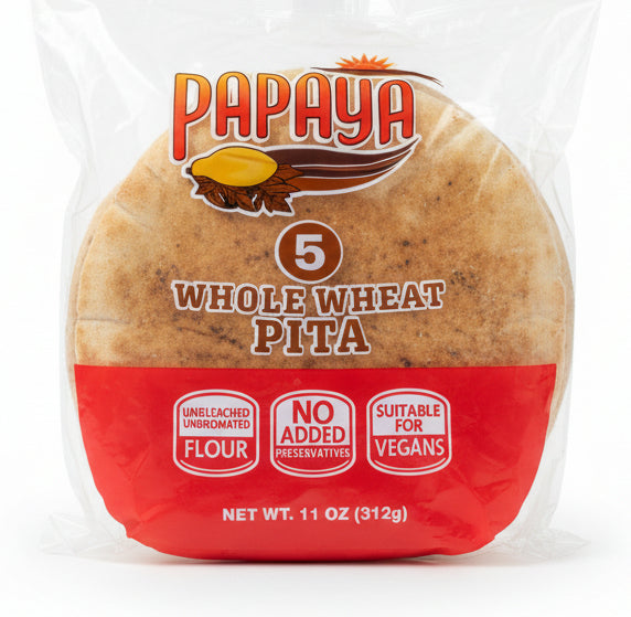 Papaya Whole Wheat Pita Bread (5 loaves)