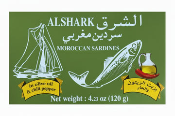 Al Shark Moroccan Sardines in Olive Oil & Chili Peppers (120g) - Papaya Express