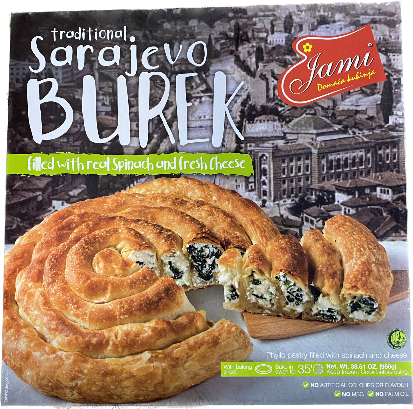 JAMI SARAJEVO BUREK SPINACH & CHEESE (950G) - Papaya Express