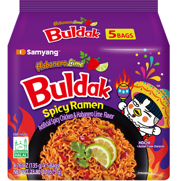 Samyang Buldak Habanero Lime Hot Chicken Flavor Instant Ramen Noodles (5pck x 4.5oz) - Papaya Express