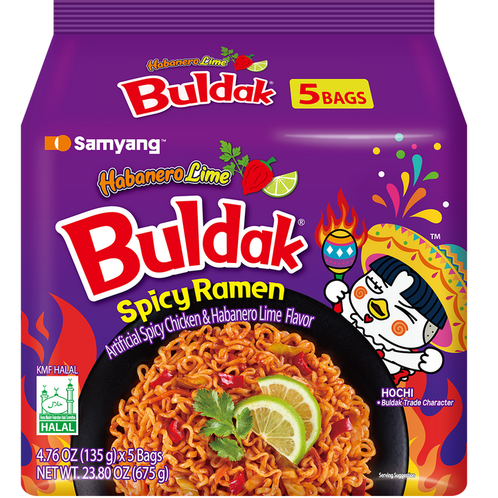 Samyang Buldak Habanero Lime Hot Chicken Flavor Instant Ramen Noodles (5pck x 4.5oz) - Papaya Express