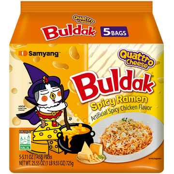 SamYang Noodles Hot Chicken with Quatro Cheese Ramen (5pck x 4.5oz) - Papaya Express