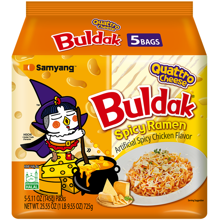 SamYang Noodles Hot Chicken with Quatro Cheese Ramen (5pck x 4.5oz) - Papaya Express