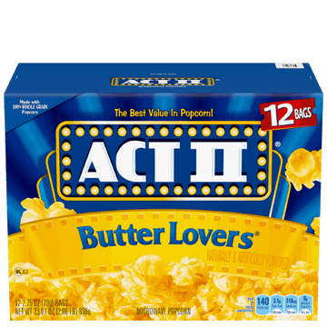 ACT II BUTTER LOVERS POPCORN (12 CT) - Papaya Express