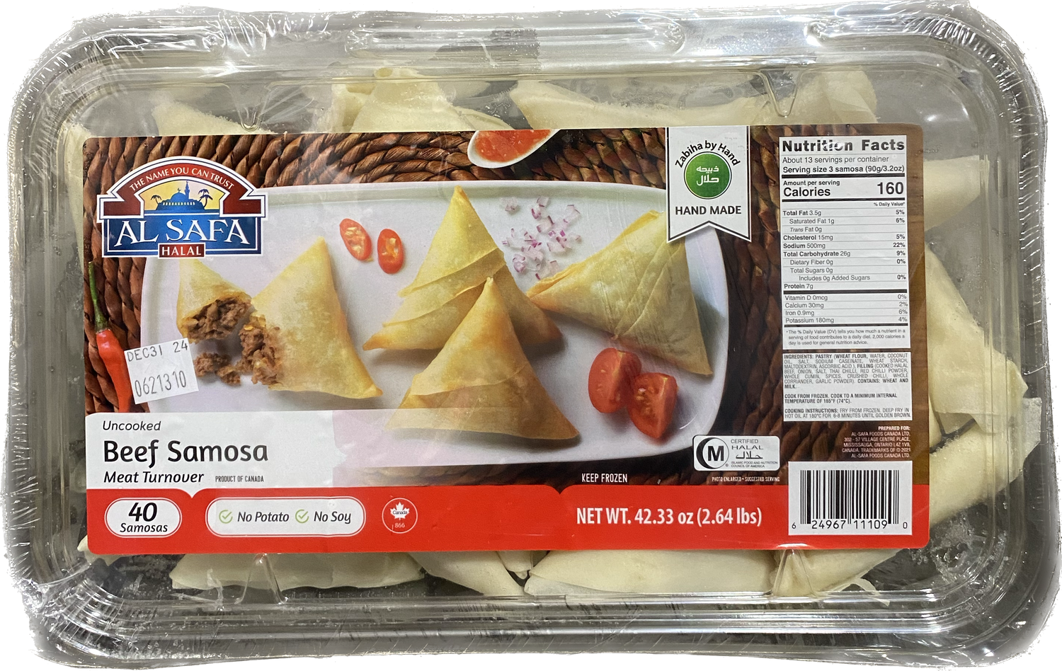 AL SAFA BEEF SAMOSA (40CT) - Papaya Express