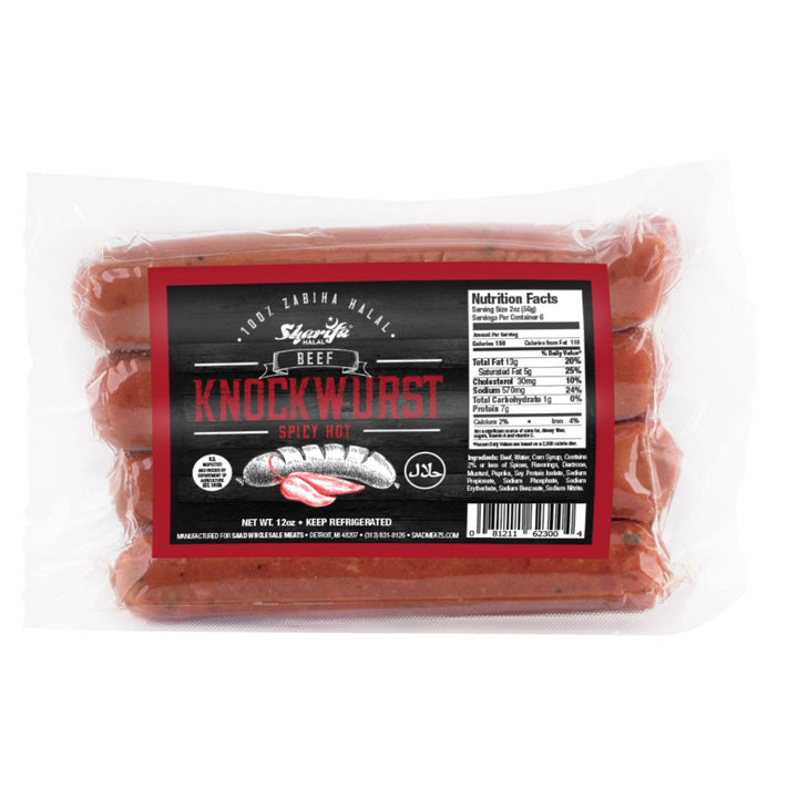 Sharifa  Hot Beef Knockwurst (12 oz) - Papaya Express