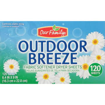 Our Family Outdoor Breeze Fabric Softener Dryer Sheets (120 ct) - Papaya Express