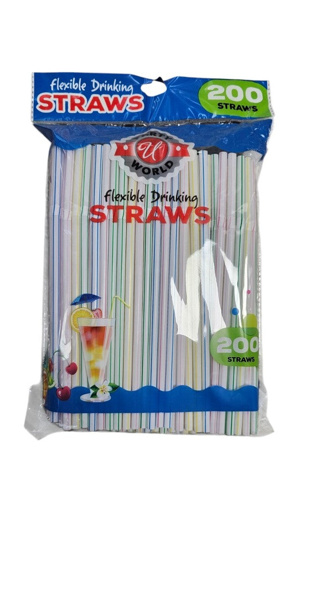 Plastic Flexible Drinking Straws 200ct - Papaya Express