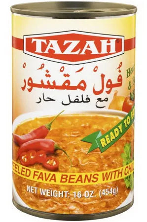 Tazah Peeled Fava Beans With Chili (16 OZ) - Papaya Express