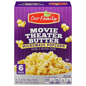 Our Family Microwave Popcorn Movie Theater Butter (6 Pack) - Papaya Express