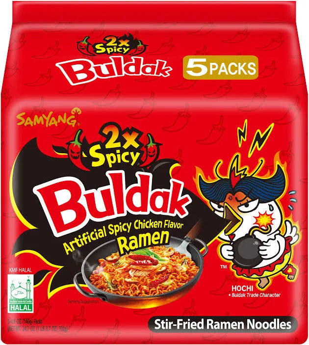 SamYang Noodles 2xSpicy Hot Chicken Ramen (5pck x 4.5oz) - Papaya Express