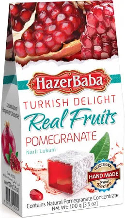 HazarBaba Turkish Delight Real Fruits Pomegranate (3.5 oz) - Papaya Express