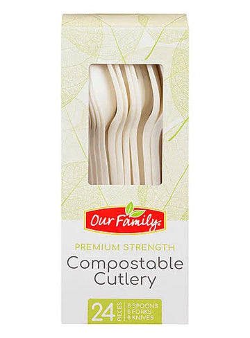 Our Family Compostable Premium Strength Cutlery (24ct) - Papaya Express