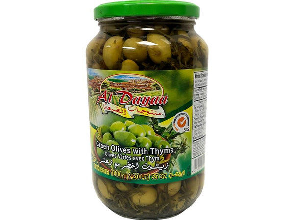 Al Dayaa Green Olives Thyme, 1000g - Papaya Express