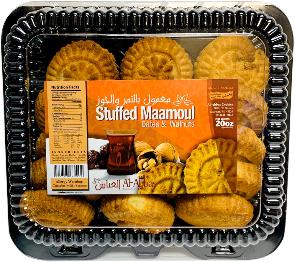 Al-Abbas Cookies Stuffed Maamoul Dates & Walnuts 20oz - Papaya Express